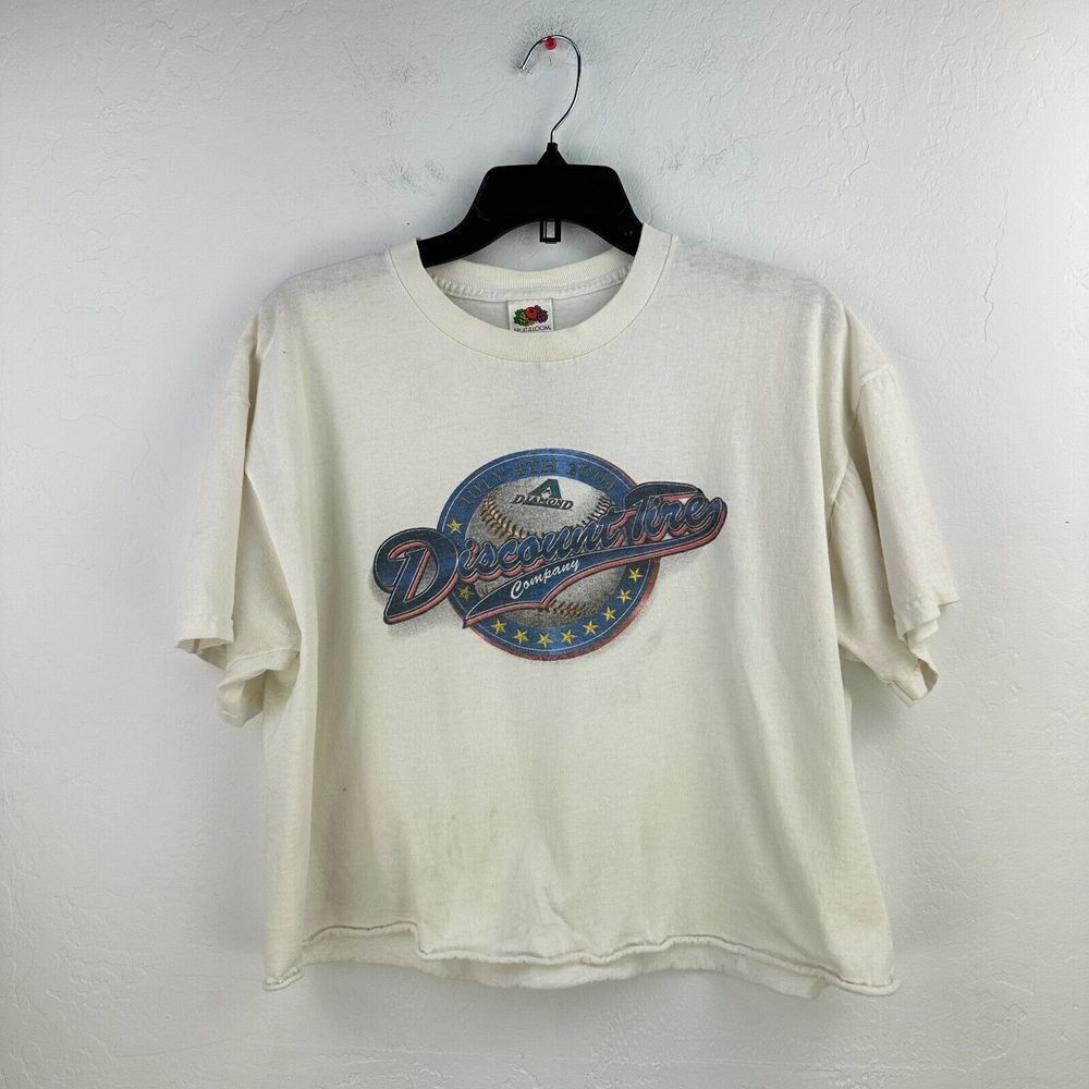 Vtg Arizona Diamondbacks Tshirt Boxy Crop XL Y2K Discount Tire Cut Off Baseball